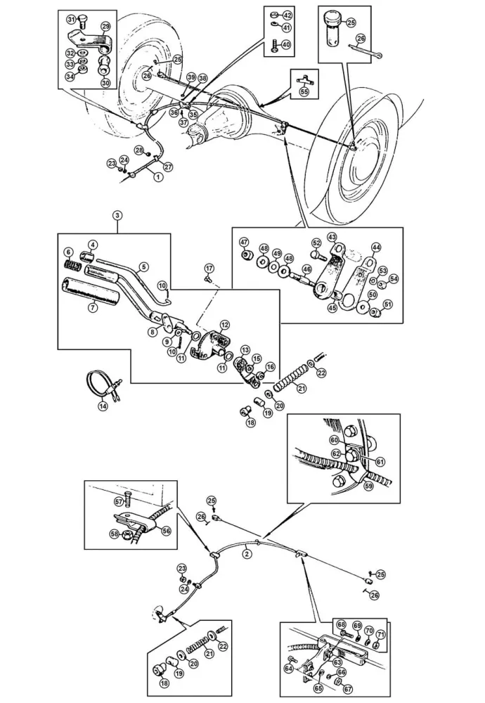 HANDBRAKE CABLE, WIRE WHEEL MODELS