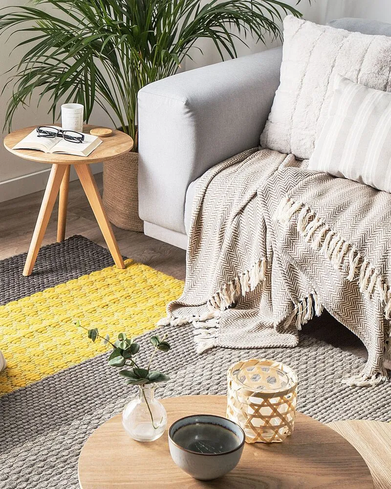 Laine Area Rug 140 x 200 cm Yellow and Grey AKKAYA