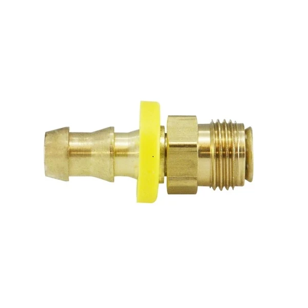 1/4" Push On Hose Barb X 5/16" Male Inverted Flare Orientable Brass Fittings 30277