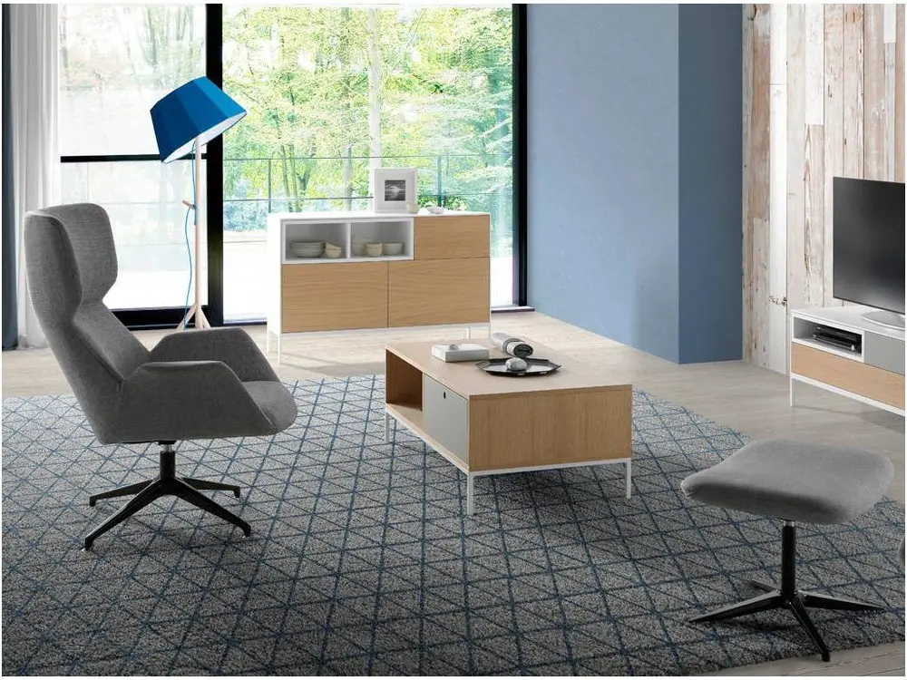 Repose-pieds pivotant tissu et pieds acier Nolany-Couleur DUO 54