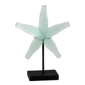 Statuette Déco "Étoile de Mer sur Pied" 35cm Bleu