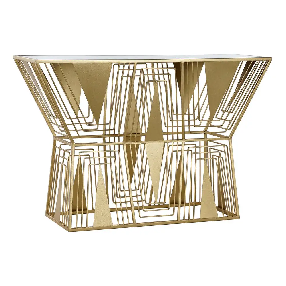 Console contemporaine en métal doré et verre Organisateur 5 en 1