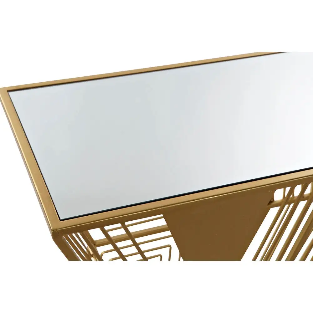Console contemporaine en métal doré et verre Organisateur 5 en 1