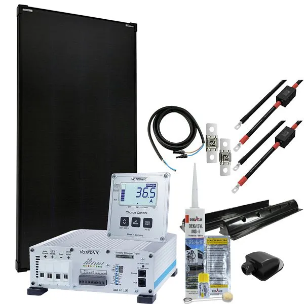 Système solaire pour camping-car Offgridtec mTriple avec 2 chargeurs triples 180 W 45/30/350 VBCS et affichage de contrôle...