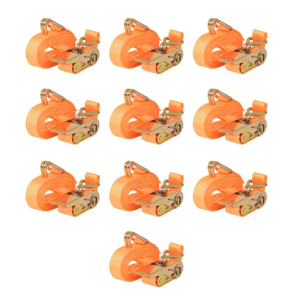 Lot de 10 sangles d’arrimage 0,4 tonnes 6 m x 25 mm orange transport remorque 02_0003533