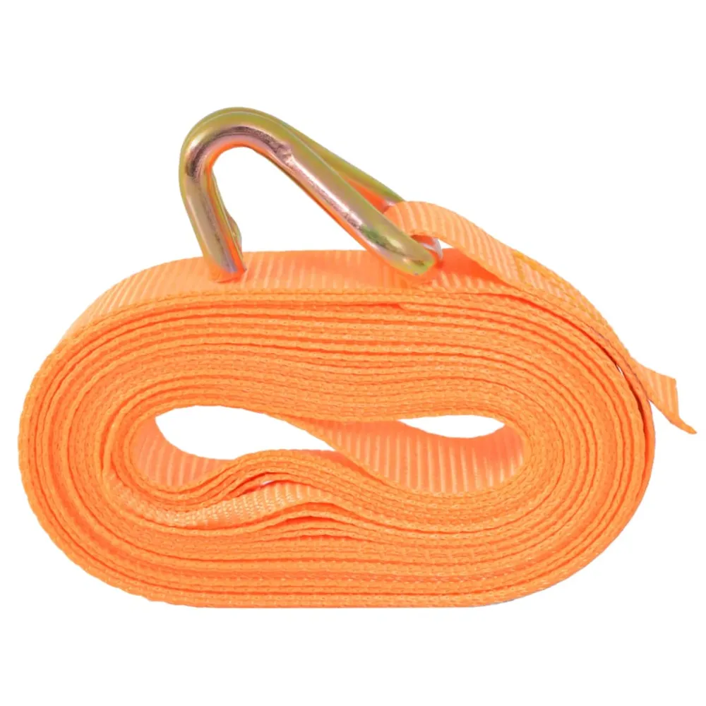 Lot de 10 sangles d’arrimage 0,4 tonnes 6 m x 25 mm orange transport remorque 02_0003533