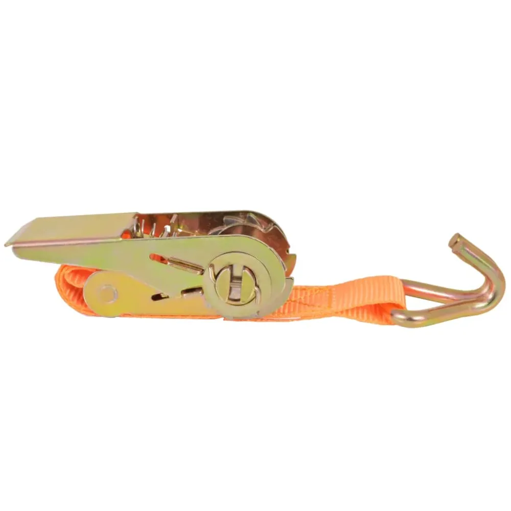 Lot de 10 sangles d’arrimage 0,4 tonnes 6 m x 25 mm orange transport remorque 02_0003533
