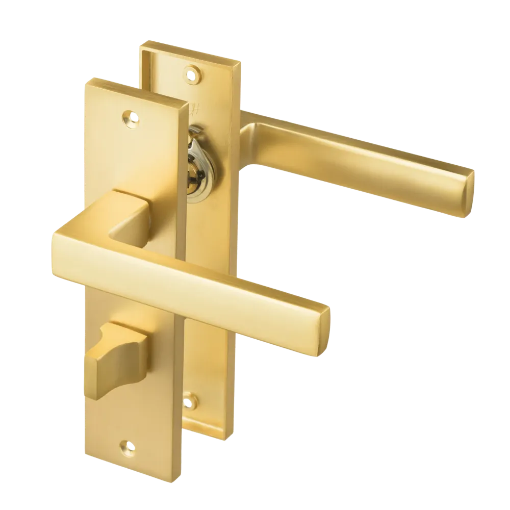 Avola - Serrure WC dorée à cylindre droit limitée - PC 63mm pour moteur essence