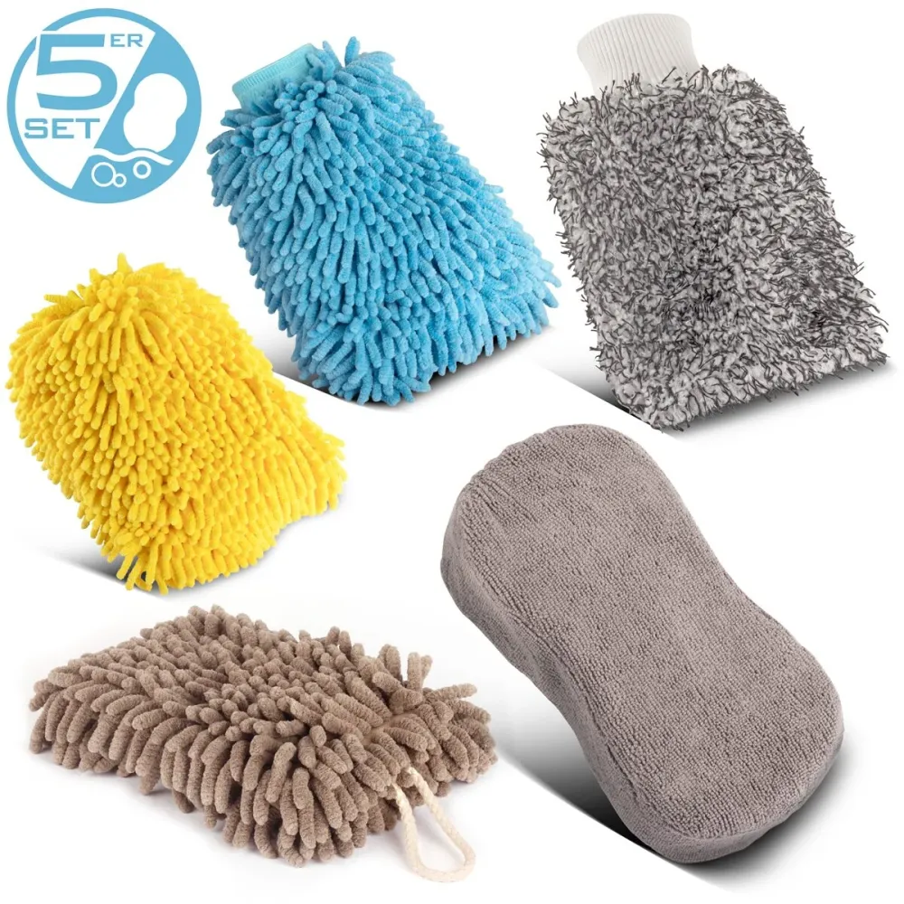 Gant de lavage de voiture en acier 5 gants de nettoyage de set | Éponge de microfibre | Tissu de microfibre | Auto -wamm |...