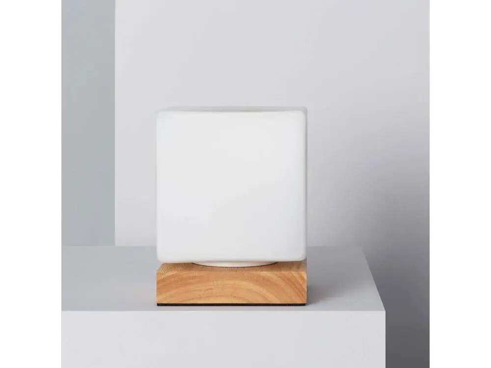 Ledkia Lampe à Poser Bois et Verre Retilles Blanc avec écran tactile