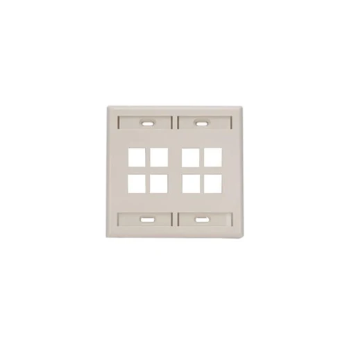 Leviton Dual-Gang QUICKPORT Wallplate 8-Port Light Almond 42080-8TP