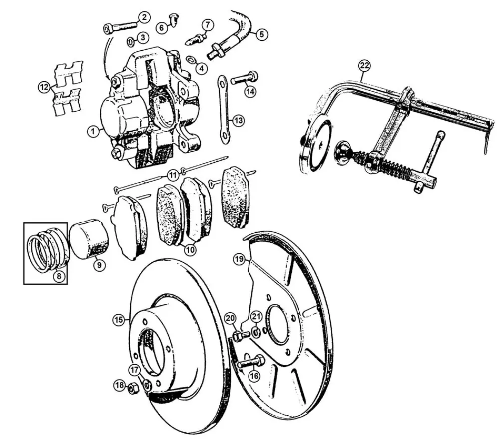 BOLT, BRAKE DISC, MGA, MGB