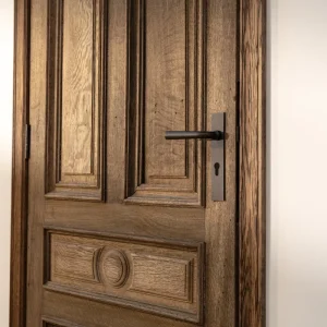 Apsley Poignée de Porte à Ressort à Plaque Longue et Trou de Serrure Euro - Cuivre étain