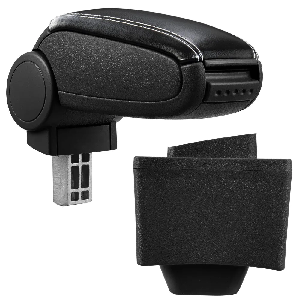 Accoudoir central pour AUDI A3 8L avec compartiment rembourré cuir-synthétique noir avec des coutures blancs 03_0000362