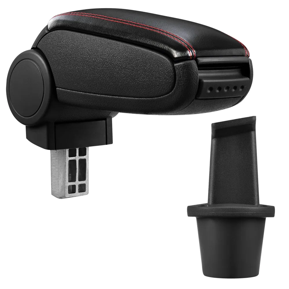 Accoudoir central pour Dacia Duster avec compartiment rembourré cuir-synthétique noir avec des coutures rouges 03_0000420