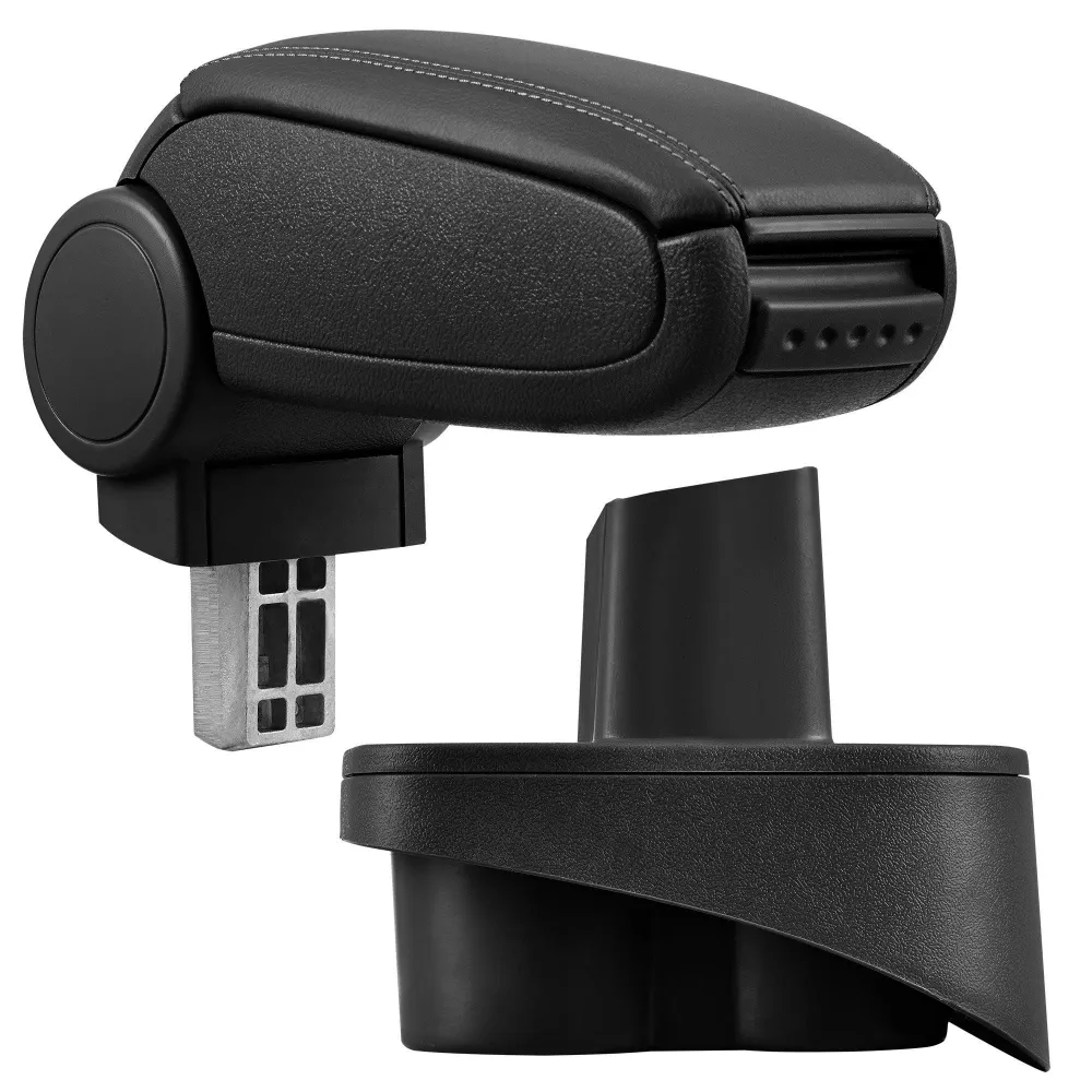 Accoudoir central pour Mercedes classe W168 avec compartiment rembourré cuir-synthétique noir avec des coutures noirs 03_0...