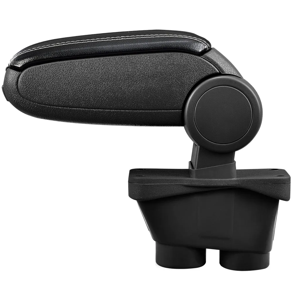 Accoudoir central pour Peugeot 208 avec compartiment rembourré cuir-synthétique noir avec des coutures blancs 03_0000612