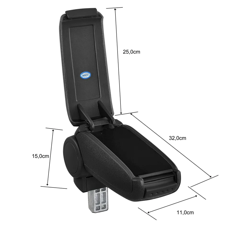 Accoudoir central pour Peugeot 208 avec compartiment rembourré cuir-synthétique noir avec des coutures rouges 03_0000614