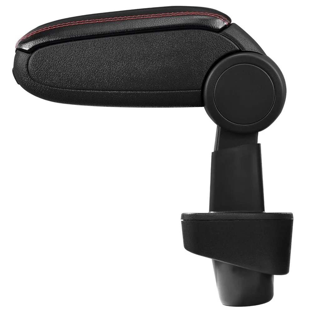 Accoudoir central pour Renault Clio III avec compartiment rembourré cuir-synthétique noir avec des coutures rouges 03_0000638