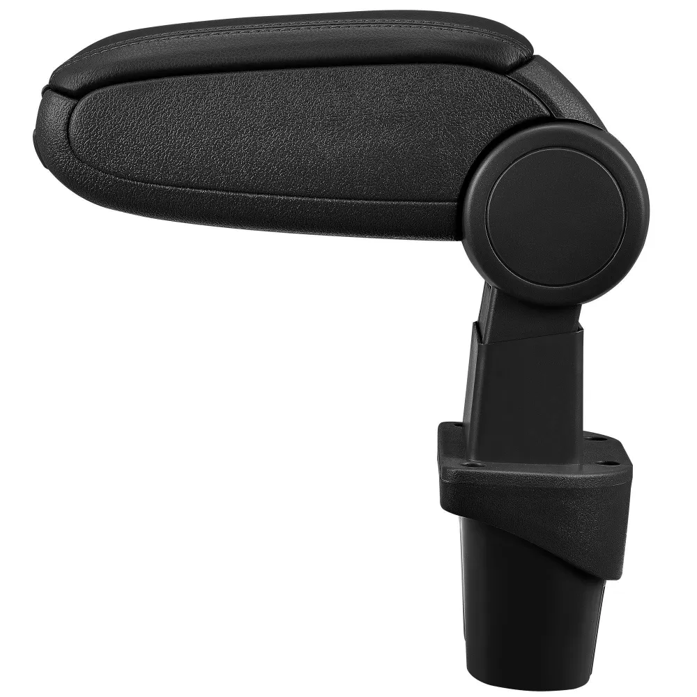 Accoudoir central pour Touran avec compartiment rembourré cuir-synthétique noir avec des coutures noirs 03_0000339