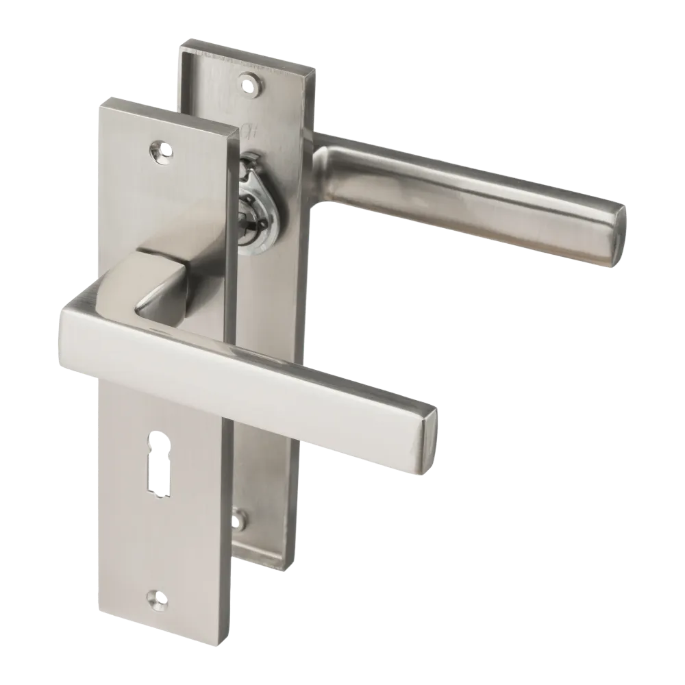 Merano - Plaque Courte - Trou de Majeur - SL 56mm - Acier Inox Argent