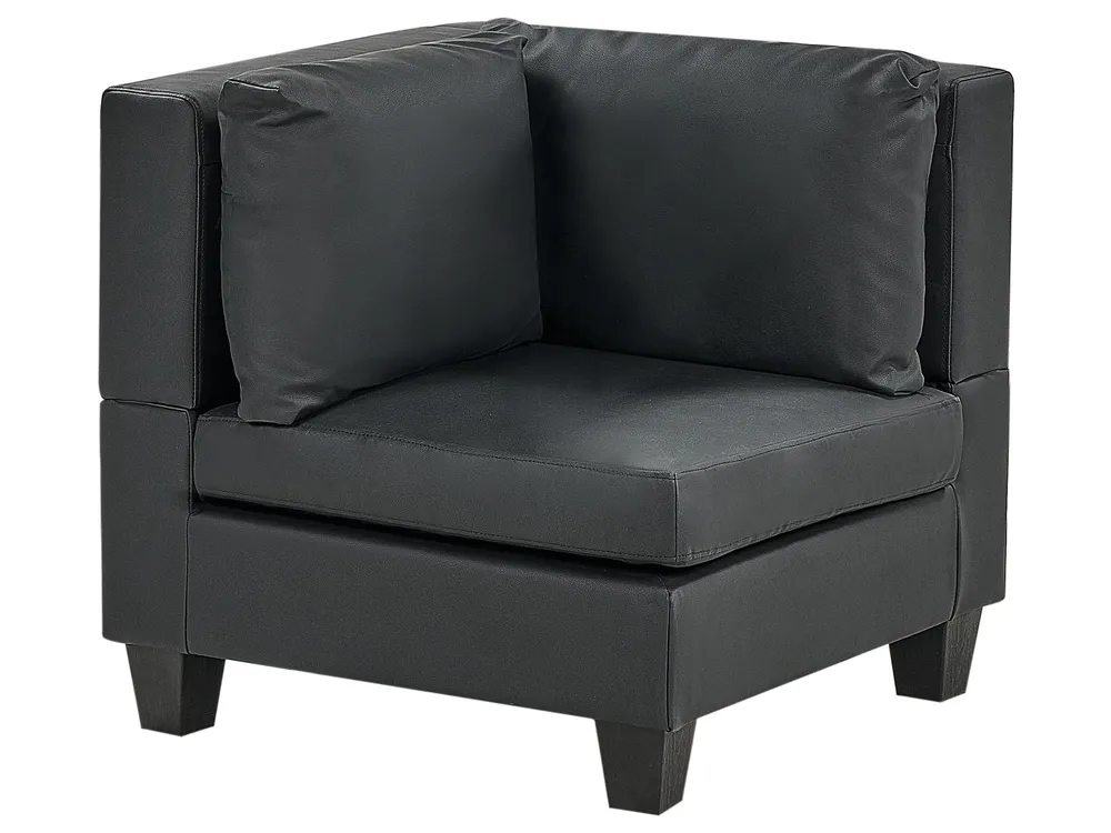 3-Seater Assemblable Faux Leather Sofa Ottoman Black UNSTAD