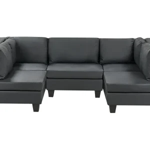 5-Seater Modular Faux En cuir Sofa Black UNSTAD