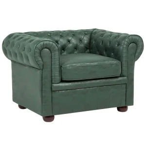 Armchair CHESTERFIELD Faux Cuir souple Green