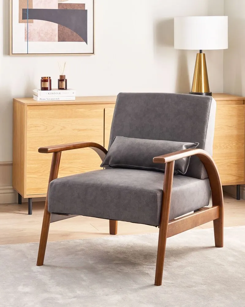 Armchair SKARA Faux Cuir véritable Dark Brown