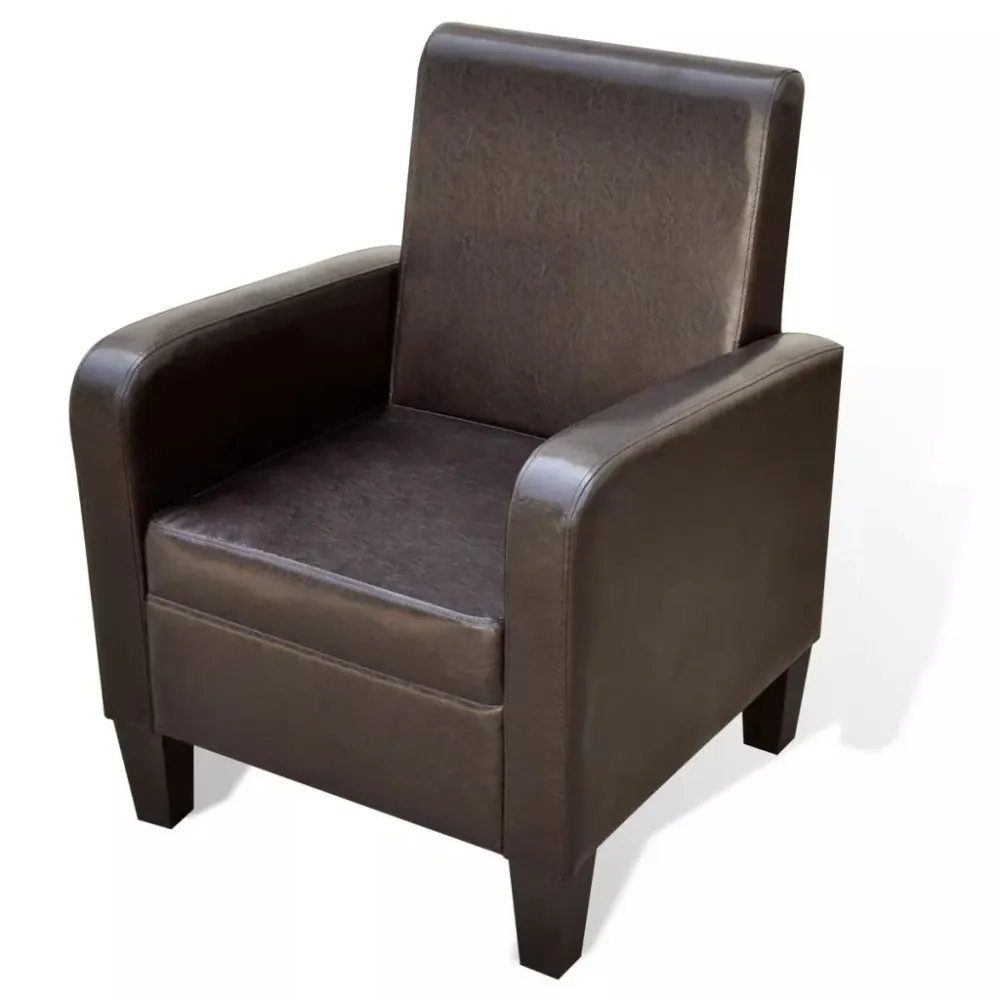 Certifié CE Fauteuil chaise siège lounge design club sofa salon cuir artificiel marron 1102056/3