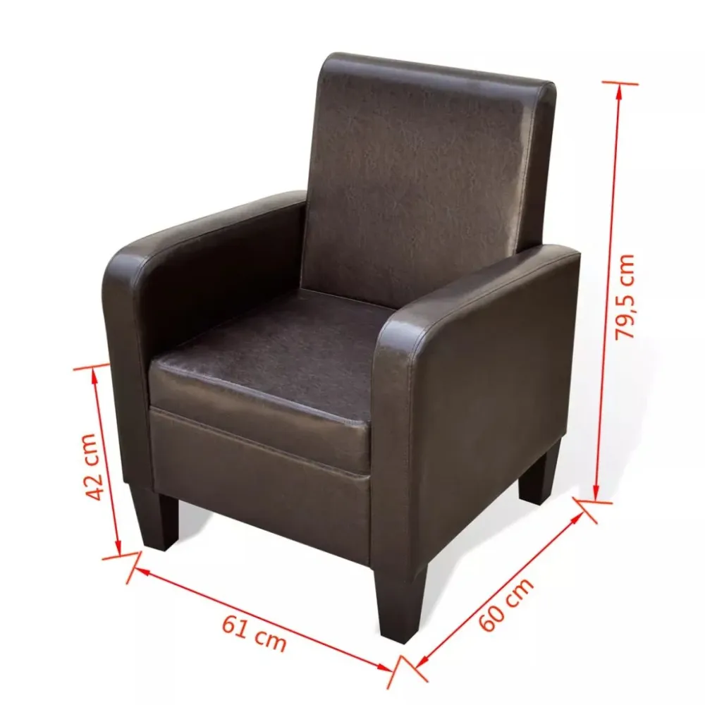 Certifié CE Fauteuil chaise siège lounge design club sofa salon cuir artificiel marron 1102056/3