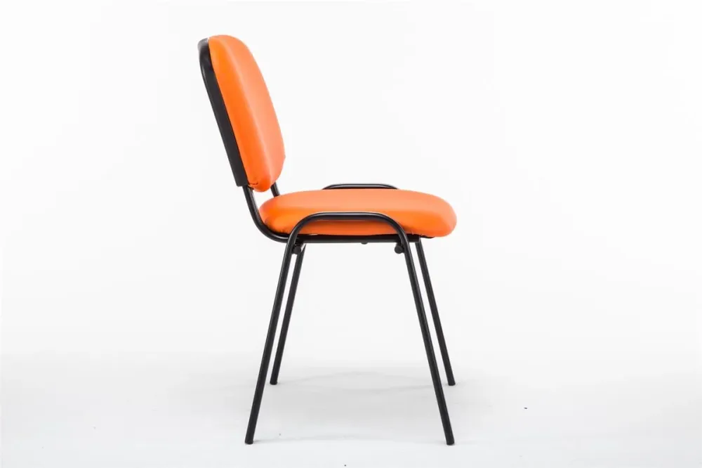Chaise visiteur assise rembourrée en synthétique orange BUR10074