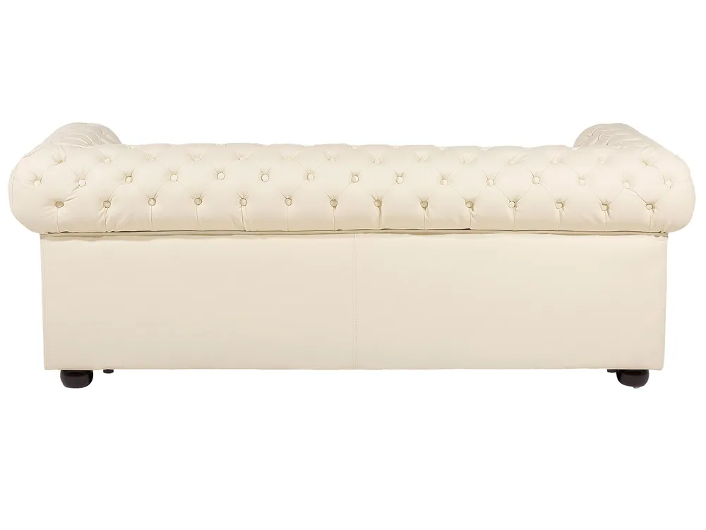 En cuir Living Room Set Cream CHESTERFIELD