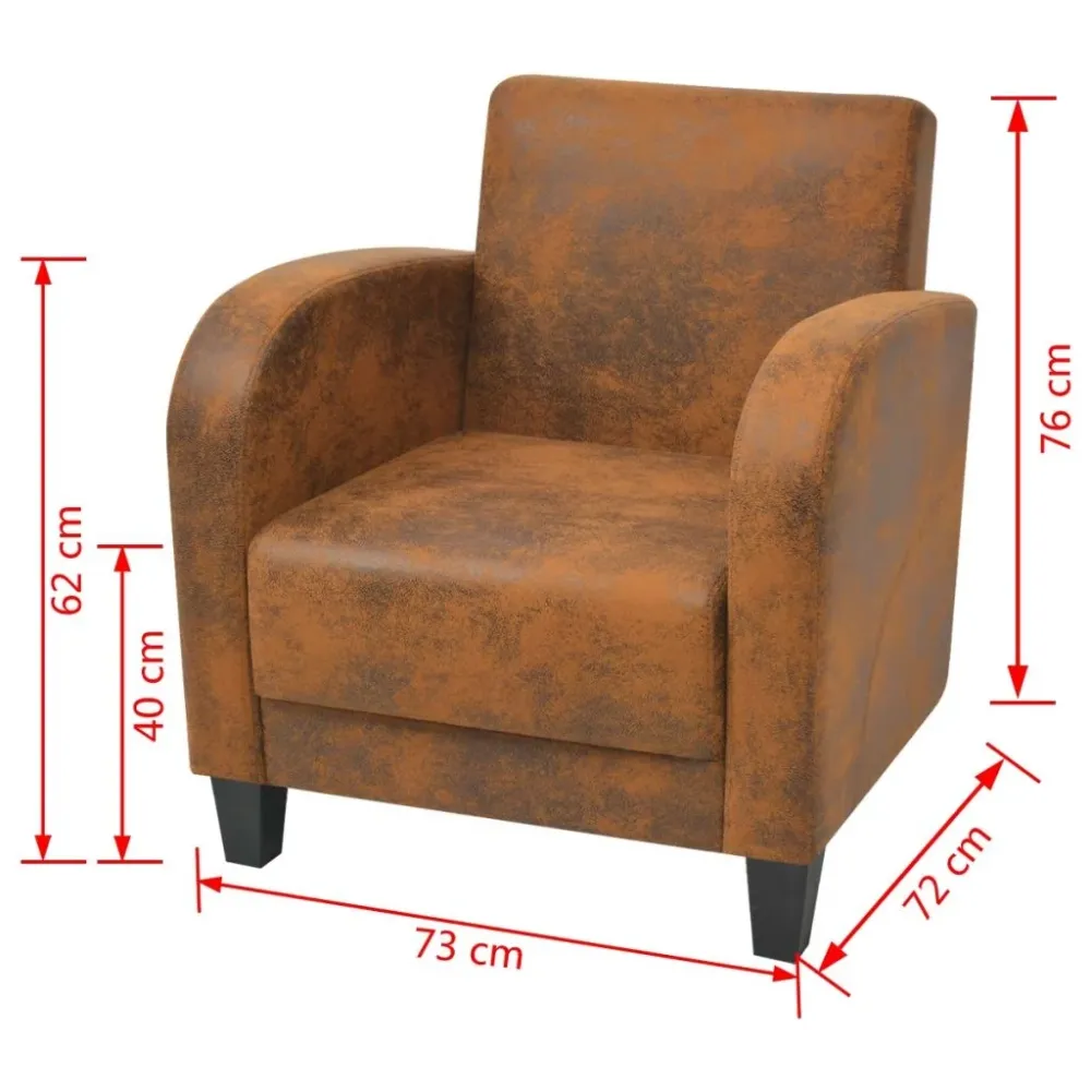 Fauteuil chaise siège lounge design club sofa salon marron 73 x 72 x 76 cm 1102086/3 avec système antivol