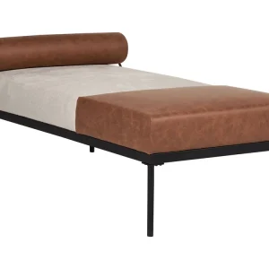 Faux Linen/Faux En cuir souple Chaise Lounge Beige and Brown MALMOS - Compatible Universelle