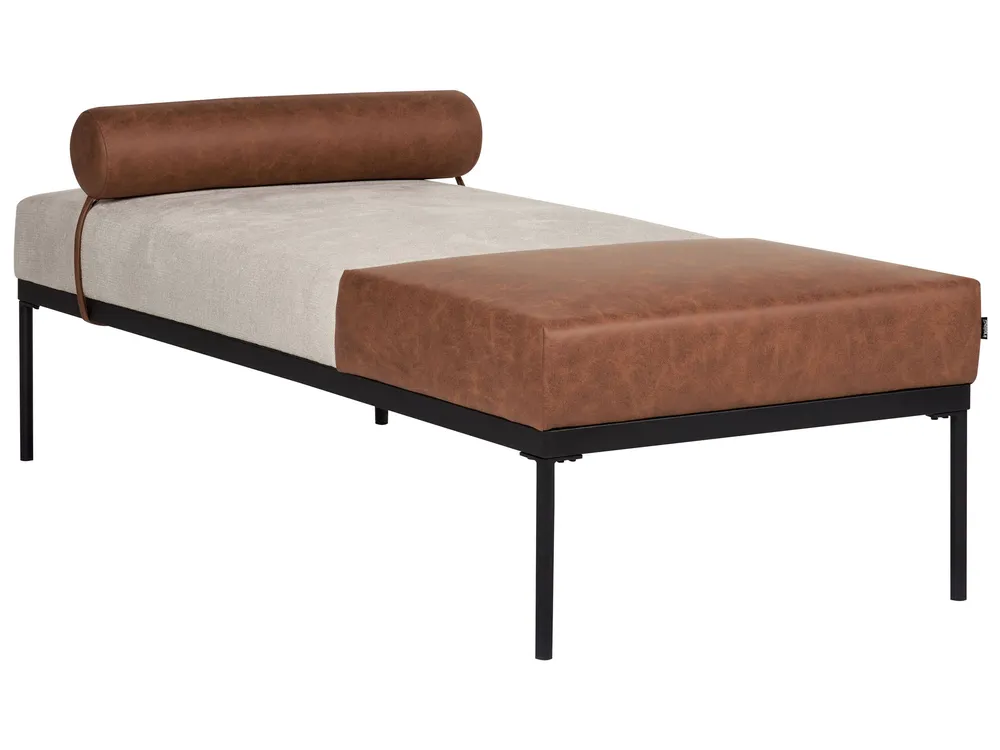 Faux Linen/Faux En cuir souple Chaise Lounge Beige and Brown MALMOS - Compatible Universelle