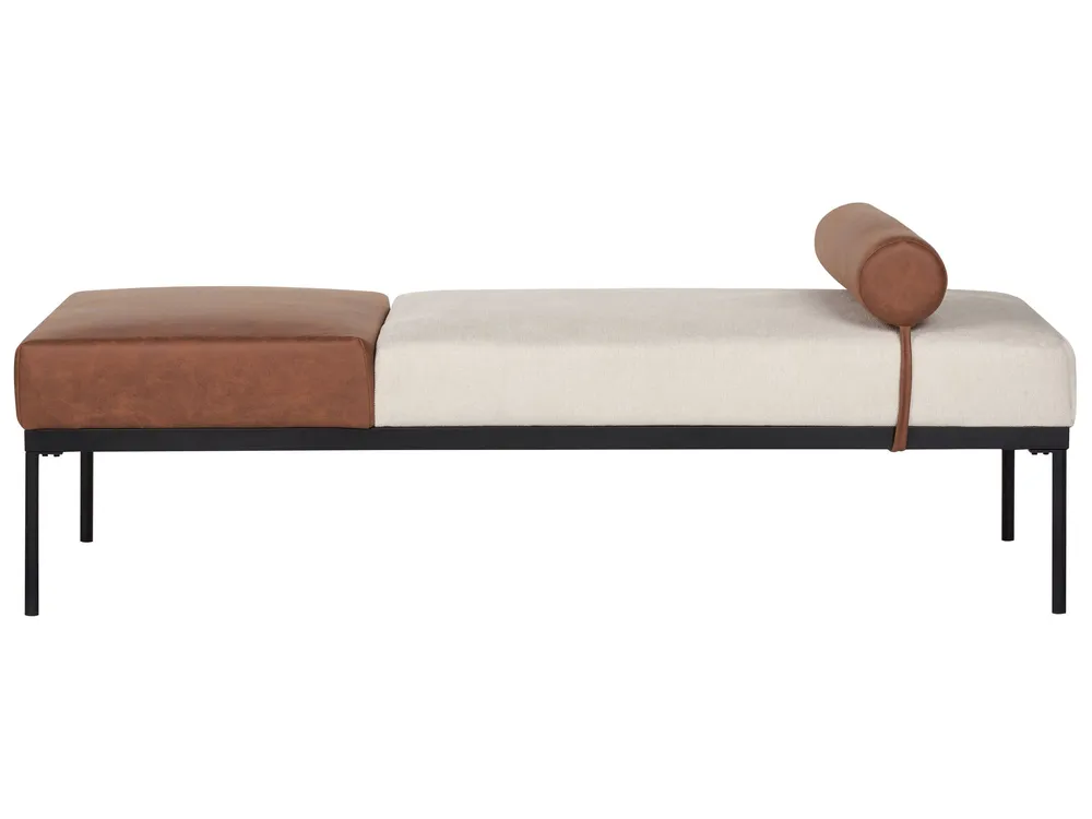 Faux Linen/Faux En cuir souple Chaise Lounge Beige and Brown MALMOS - Compatible Universelle