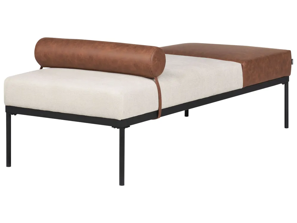 Faux Linen/Faux En cuir souple Chaise Lounge Beige and Brown MALMOS - Compatible Universelle