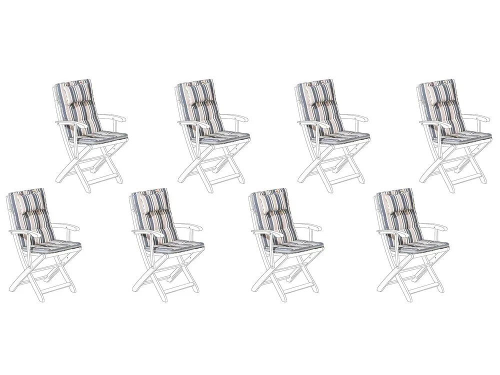 Kussen voor tuinstoel set van 8 donkerblauw/beige MAUI par SW-MOTECH