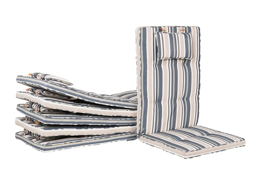 Kussen voor tuinstoel set van 8 donkerblauw/beige MAUI par SW-MOTECH