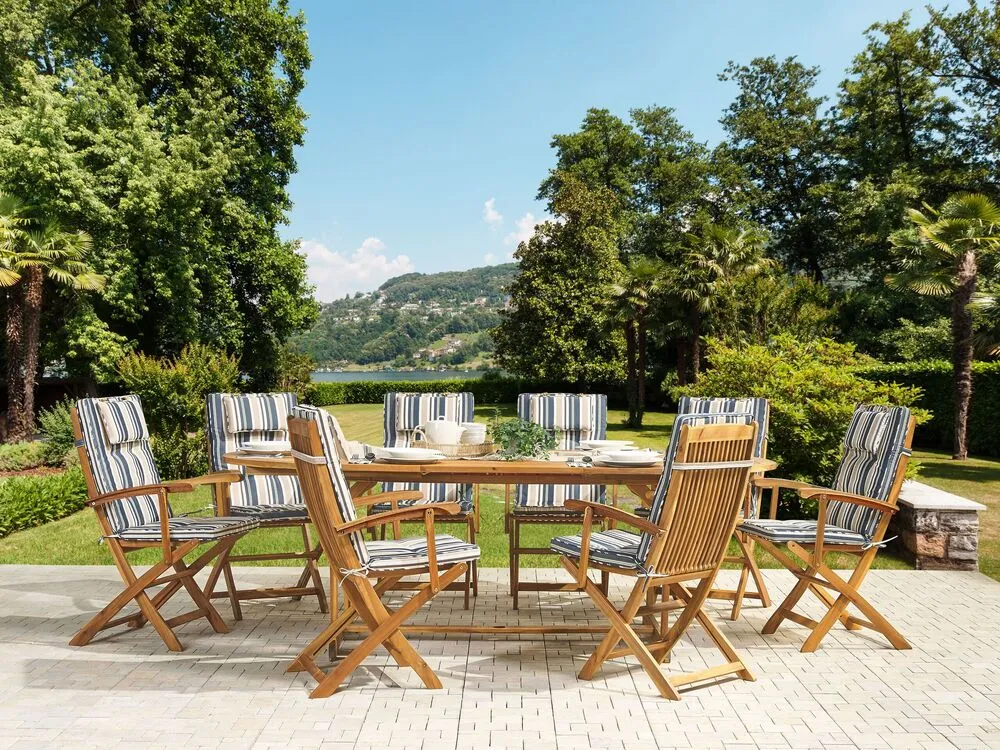 Kussen voor tuinstoel set van 8 donkerblauw/beige MAUI par SW-MOTECH