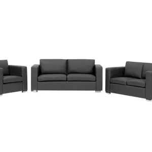Leather Living Room Set Noir jais HELSINKI
