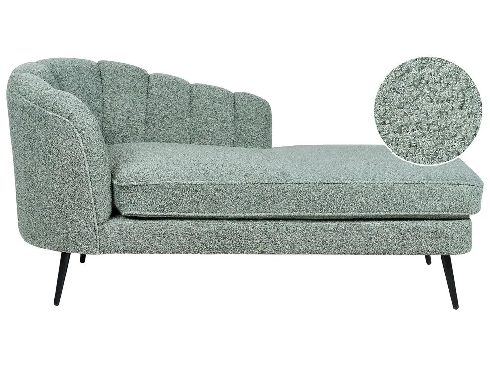 Left Hand Boucle Chaise Lounge Vert olive ALLIER