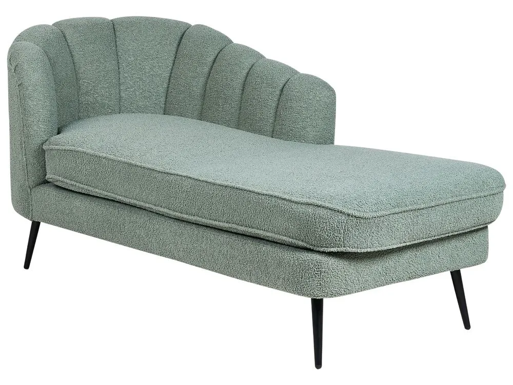 Left Hand Boucle Chaise Lounge Vert olive ALLIER