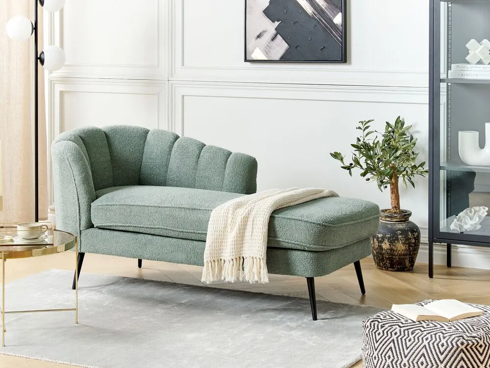 Left Hand Boucle Chaise Lounge Vert olive ALLIER