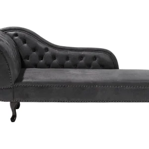 Left Hand Chaise Lounge Faux Nubuck Grey NIMES