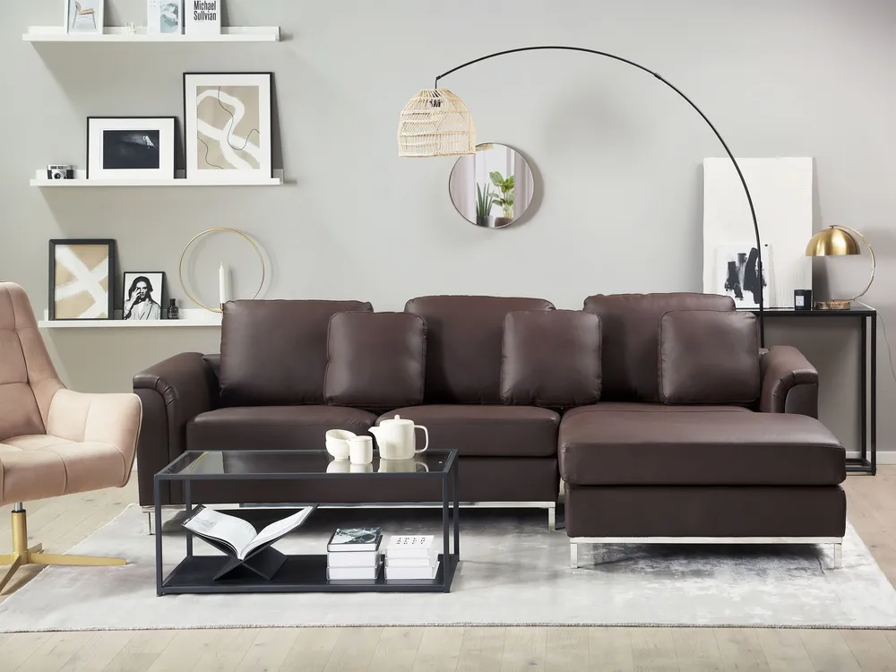 Left Hand Cuir souple Corner Sofa Brown OSLO par SW-MOTECH