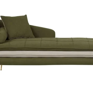 Left Hand Fabric Chaise Lounge Vert olive GONESSE