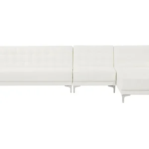 Left Hand Modular Faux Cuir grainé Sofa White ABERDEEN