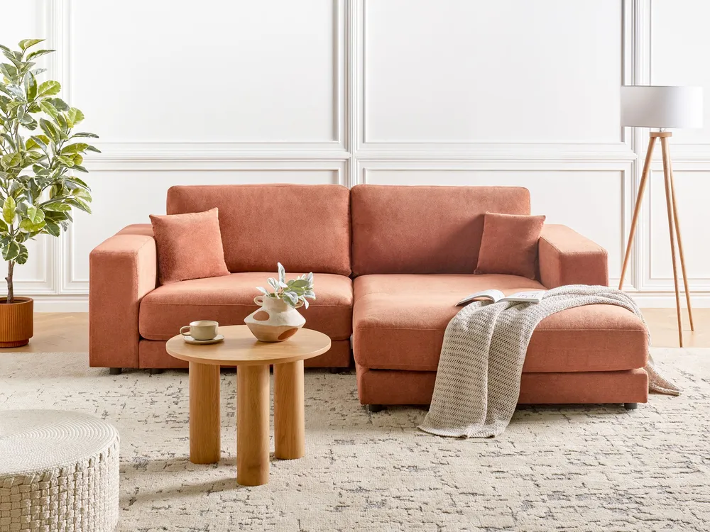 Left Hand 3 Seater Corner Sofa Red LOFOTEN
